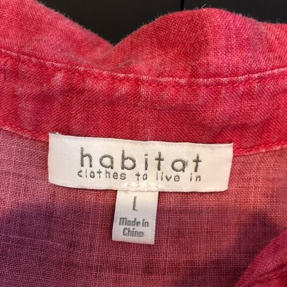 Habitat red pink lagenlook linen button down tunic top size Large - Picture 8 of 14